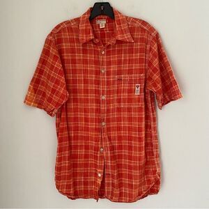 Guess Men’s Short Sleeve Button Front Shirt Size S Orange